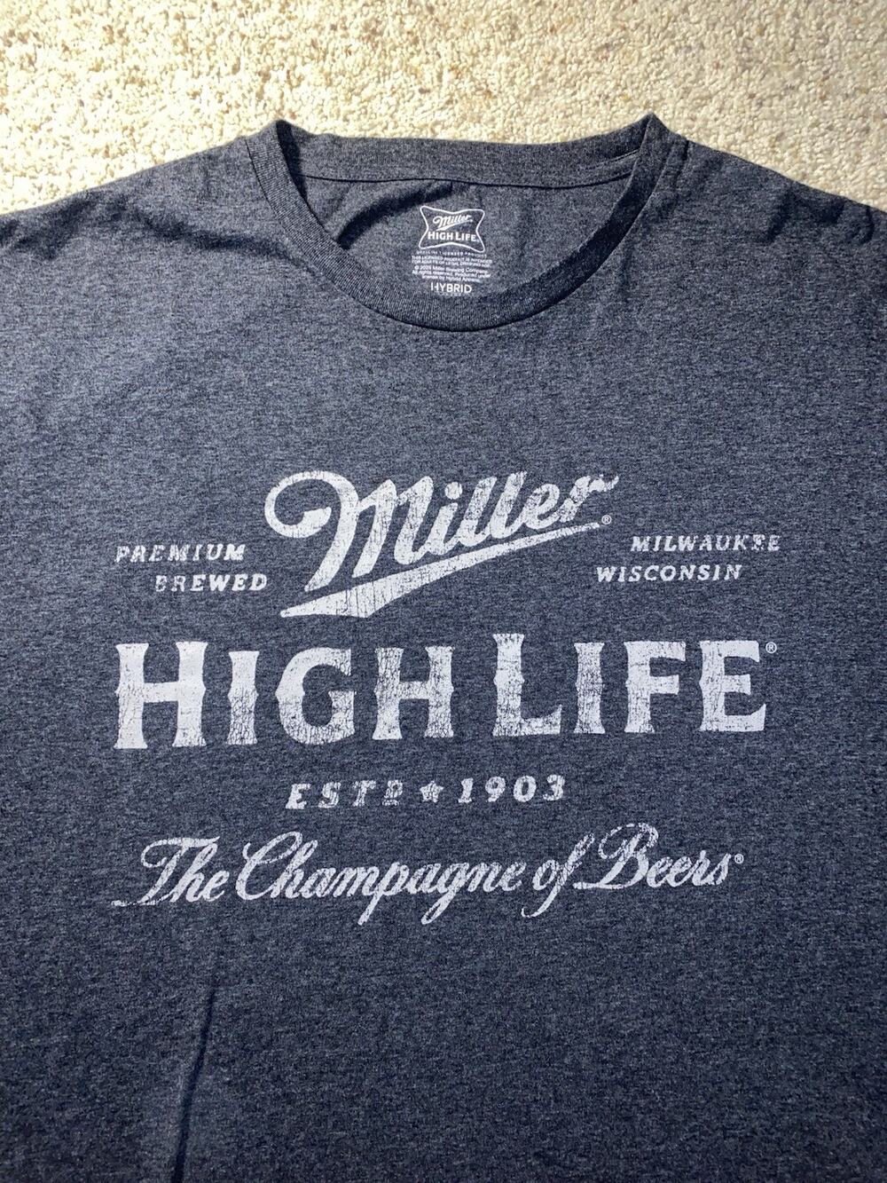 Miller High Life Beer Mens 3XLT XXXL Champagne Old School VIntage Logo Tee Shirt